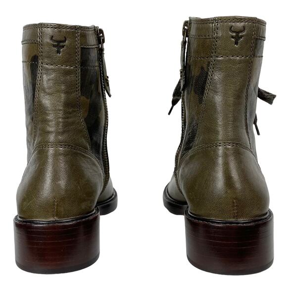 NWOB Sundance Trask Women's Brett Lace Up Combat Boots in Olive Camo, Size 6 - Picture 7 of 13